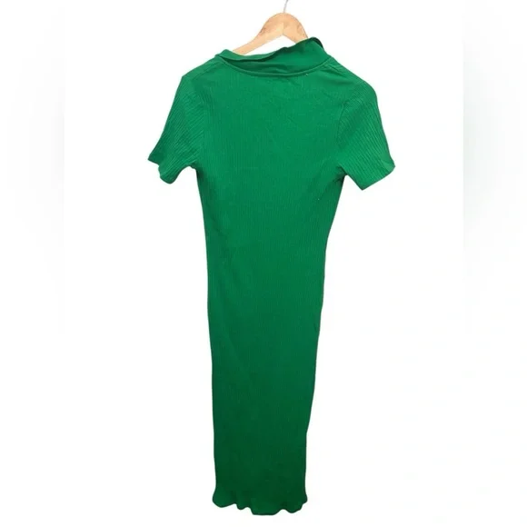 Zara Green Ribbed Dress - Picture 2 of 4